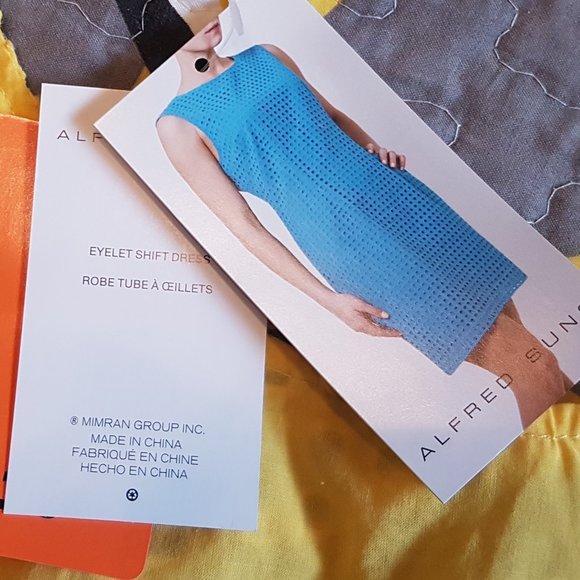 ALFRED SUNG YELLOW EYELET SUMMER SHIFT DRESS SIZE 12/14. - Picture 5 of 8